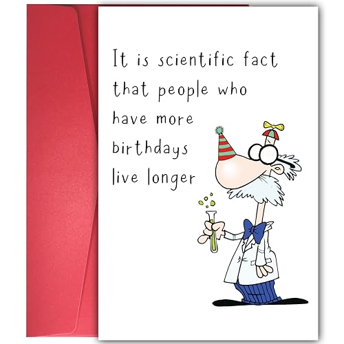 Image of Funny Birthday Card for Old People - 'More Birthdays Live Longer' Humorous Greeting Card for Men Women, Senior Citizen Gifts, Sarcastic Age Jokes for Him Her