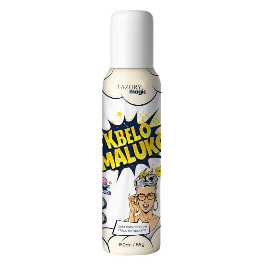 Tinta Spray Cabelo Maluco Carnaval Volta às Aulas Cabelo da Copa Brasil Menino Menina 150ml Branco