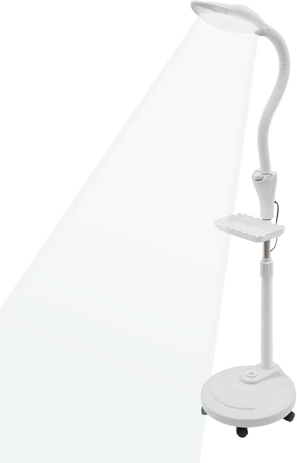Magnifying Glass with Light 16X, LED Floor Lamp with Tray and Wheels Height Angle Brightness Adjustable Rolling LED Magnifying Lamp Dentists Esthetician Light for Beauty Salons (with Wheels)