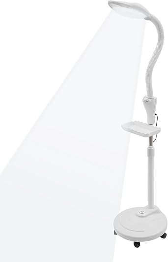 16X Magnifying Lamp LED Magnifier Light Glass Height Adjustable Floor Standing Magnifier Lash Lamp with Wheels Rolling Base for Esthetician Beauty Salon 110V