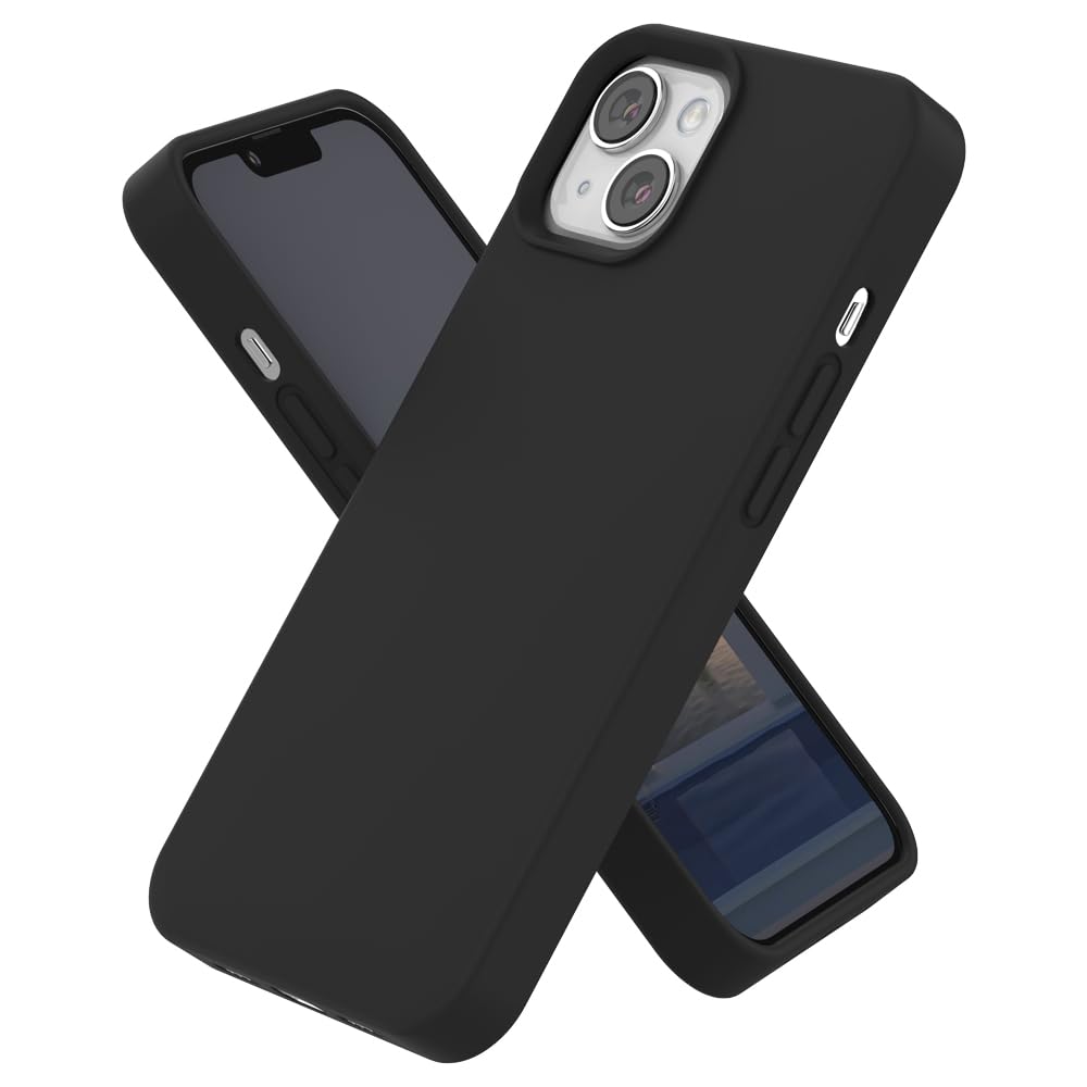 SOH Designed for iPhone 13 Case/iPhone 14, Silicone Shockproof Protective Phone Case with Microfiber Lining Compatible with iPhone 13/iPhone 14(6.1inch) (Black)
