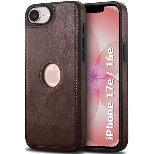Image of TheGiftKart for iPhone 16e / iPhone 17e Case, Leather Finish Back Cover, Shockproof Design, Raised Edges for Camera & Screen Protection, Stunning Minimalist Design Back Cover Case (Black, Brown)