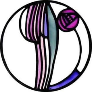 Winged Heart presented by Celtic Glass Designs Static Window Cling in a Mackintosh Hunterian Small Mauve Rose Design