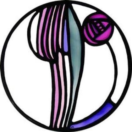 Winged Heart presented by Celtic Glass Designs Mackintosh Hunterian - Adhesivo estático para ventana, diseño de rosa malva