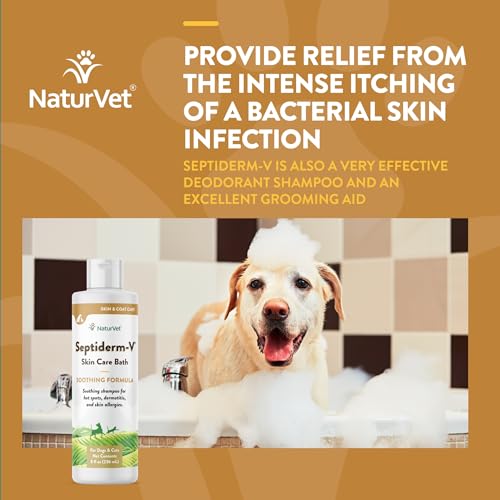 Image of NaturVet Septiderm-V Skin Care Bath Wash for Dogs & Cats - Pet Health Supplement for Dermatitis, Dog Skin Allergies, Itching, Hot Spots - Pet Shampoo, Grooming Aid - 8 Oz.