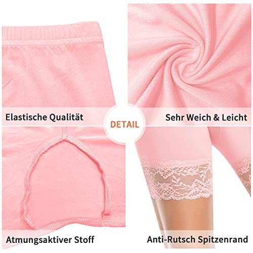 YARRCO Damen Unterhose Spitze Unter Rock Kurze Hose Unter Kleid Radlerhose Slipshorts Hohe Taille Shorts Boxershorts Kurze Leggings (Rosa,M)
