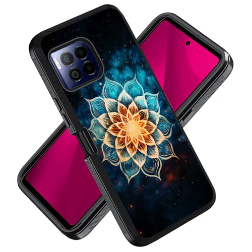 ZXHSBROK for T-Mobile REVVL 7 Pro 5G Phone Case, Military Grade Heavy Duty 3-Layer Shockproof Drop Protective Cover for T-Mobile REVVL 7 Pro 5G (2024), Galaxy Nebula Mandala Flower