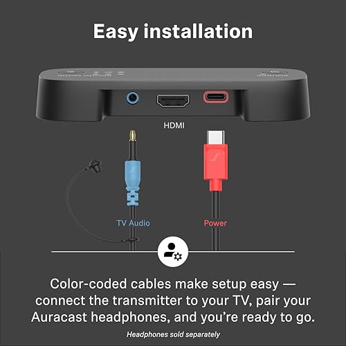 Image of Sennheiser BTA1 TV Transmitter for Bluetooth Auracast Wireless Headphones - Built-in Virtual Surround Sound and Speech Clarity Modes, HDMI, Optical, Analog Connections, up to 50-Meter Wireless Range