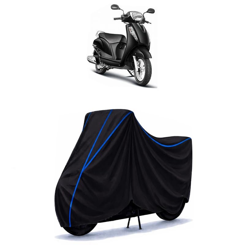 Image of Scooty Cover Water Resistant for Access 125 Special Edition | Universal Scooter & Bike Cover | Heavy Duty UV Dust, Rain & Scratch Protection Weather Indoor Outdoor | Black with Blue Piping