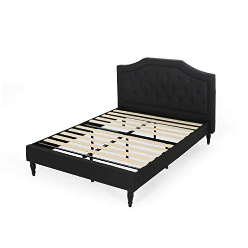 Veromca Theresa Contemporary Fabric Upholstered Queen Sized Bed Set, Black #TOP24