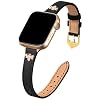JR.DM Slim Leather Bands Compatible with Apple Watch Band 38mm 40mm 41mm 42mm 44mm 45mm 46mm 49mm, Genuine Leather Band with Charms, Feminine Design for Iwatch Ultra SE Series 11 10 9 8 7 6 5 4 3 2 1