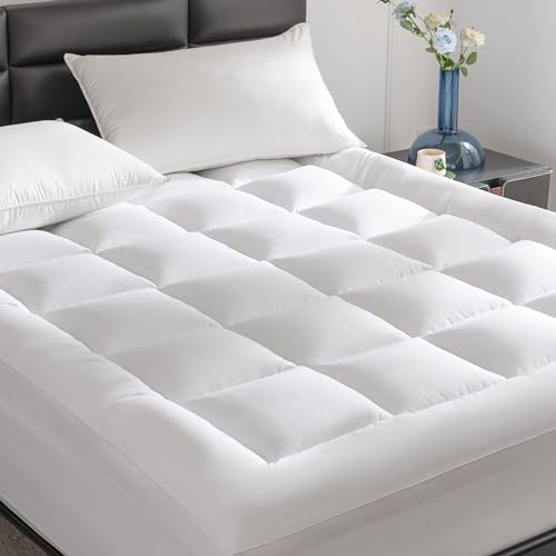 DREAMHOUR Queen Size Mattress Pad Thick Breathable Mattress Topper Soft Quilted Fitted Mattress Cover with Deep Pocket Fits 8-18 Inch (60x80 Inches,White)