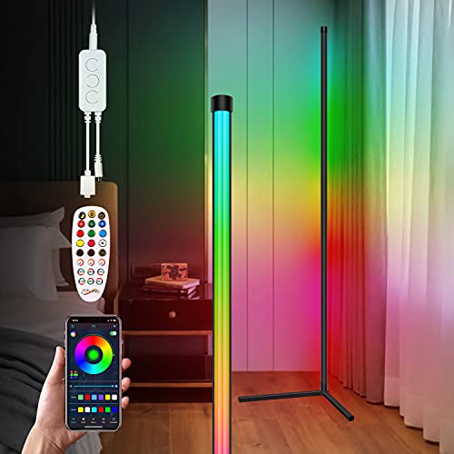 Preisvergleich Produktbild Yontune LED Stehleuchte Dimmbare mit Fernbedienung, Minimalistisches Ambiente Farbwechsel Stehlampe Bluetooth LED Stehlampe RGB Farbtemperaturen Ecklampe für modernes Wohnzimmer mit Heimtextilien