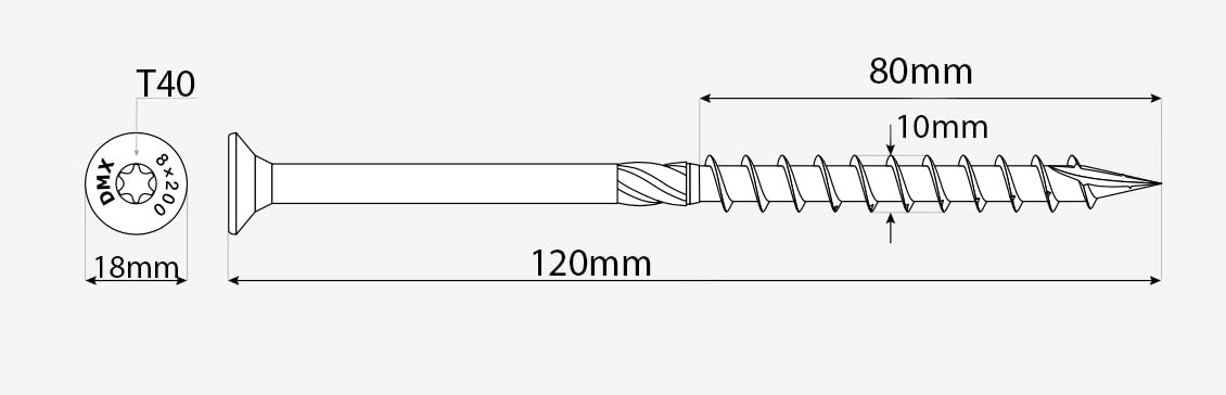 10mm x 120mm (Box of 50) Yellow Hardened Carpenter Screws Countersunk Torx Head For Wood Timber Construction High Performance for Sleepers Trade Pack TX40 J10-J13A - Image 2