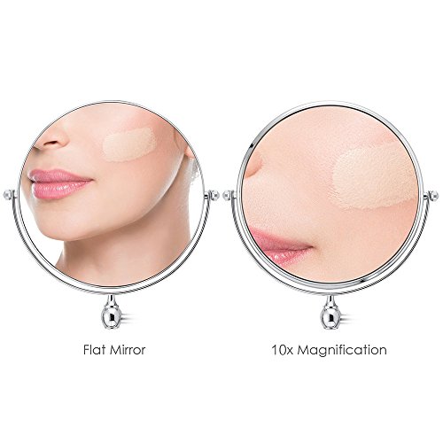 Cosprof Bathroom Mirror 10X/1X Magnification Double-sided 8 Inch Wall Mounted Vanity Magnifying Mirror Swivel, Extendable and Chrome Finished