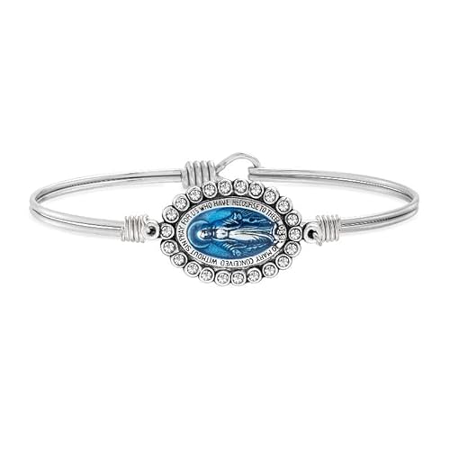 Luca + Danni Crystal Miraculous Bangle Bracelet With Blue Epoxy For Women - Silver Tone Regular Size Made In Usa #TOP4