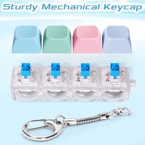 Image of Keyboard Fidget Toys Adults Fidget Keyboard Clicker with LED Light Keychain Sensory Toys for Anxiety Stress Relief (Macaron2, 4 in 1)