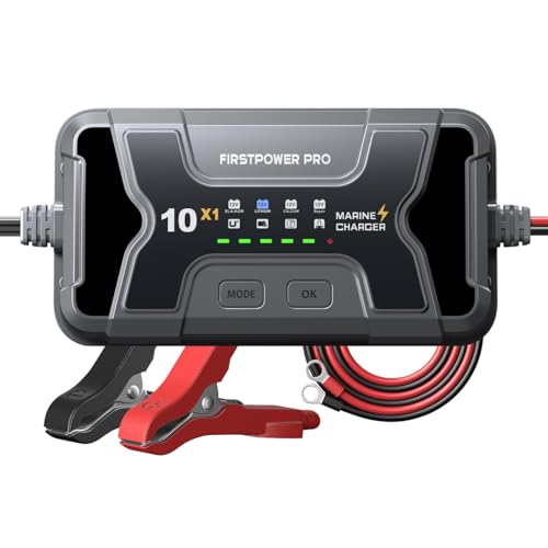 Marine Battery Charger 10A 1-Bank Waterproof for SLA/Lithium