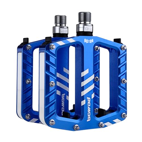 BOWOD Non-Slip Mountain Bike Pedals with LED Lights, 3 Bearings CNC Aluminium Clipless MTB Bicycle Pedals 9/16