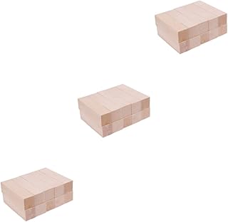 VILLCASE Blocos De Construção 30 Peças De Cavilhas De Madeira Quadradas Artesanato Em Madeira Blocos De Construção De Madeira Cavilhas Quadradas Em Madeira De Basswood Blocos De