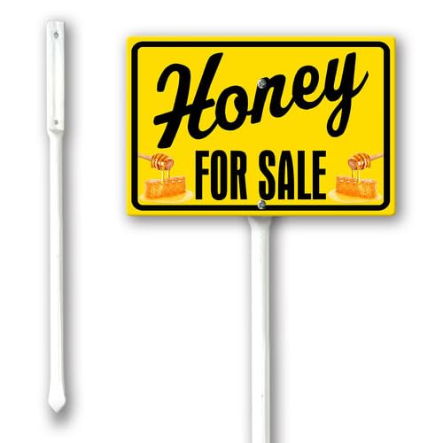 Geroclonup Honey for Sale Yard Sign with Stake 20x30cm Sturdy Aluminum Fade Resistant Lawn Decoration for Front Door Garden Outdoor Use
