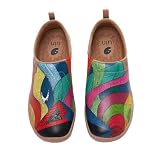 UIN Women's Walking Travel Shoes Slip On Microfiber Casual Loafers Lightweight Comfort Fashion Sneaker Pyramid (9.5)
