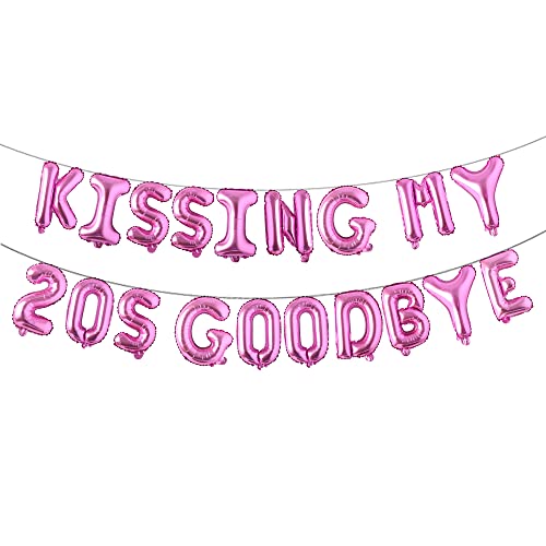 Kissing My 20s Goodbye Decorations Kissing My 20s Goodbye Banner Balloons 30th Birthday Balloon Dirty 30 Balloon (20S GOODBYE Rose Red)