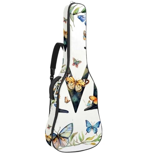 Housse de guitare acoustique rembourrée à motif fleurs pour le transport quotidien