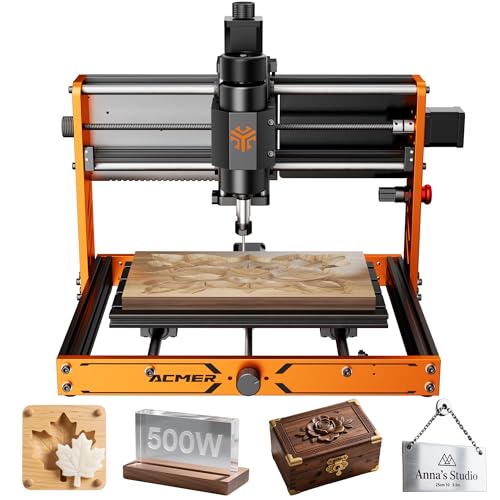 CNC Router Machine, ACMER Ascarva 3 S 500W CNC Milling Machine, Working Area 11.81” x 7.09” x 3.07” for Wood Plastic Metal Acrylic MDF Nylon Carving Cutting