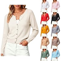 Nantdog Women's Lightweight Casual Button Front Cardigan (Beige, Medium)