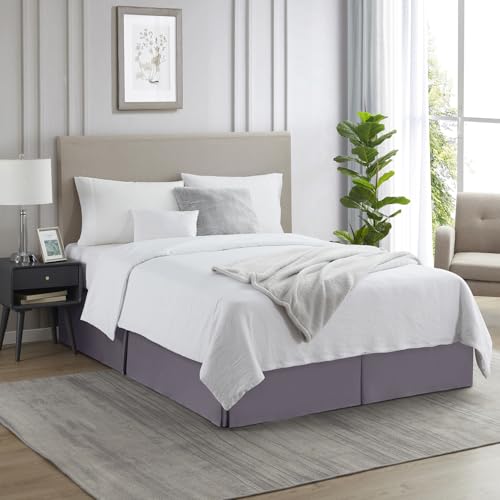 Image of Nestl Grayish Purple Full XL Bed Skirt - Full XL Size Bed Skirt 14 Inch Drop - Brushed Microfiber Bed Skirts - Hotel Quality Pleated Bed Skirt - Shrinkage & Fade Resistant