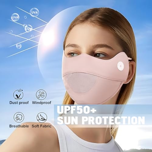 Image of SANNIDHI Face Cover Mask for Women UPT 50+ Protection Summer Driving Face Mask with Adjustable Ear Loops Mesh Breathable Masks - Reuseable & Washable