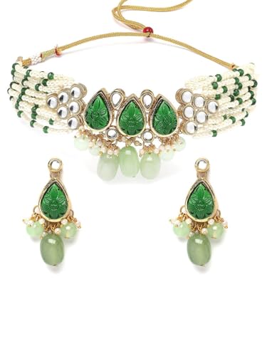 Juego de joyas con piedras Kundan en latón chapado en oro un regalo inolvidable