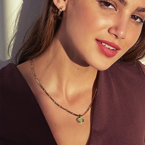 image for Moonffay Women's Green Created Opal Necklace, Charm 18k Gold Plated St