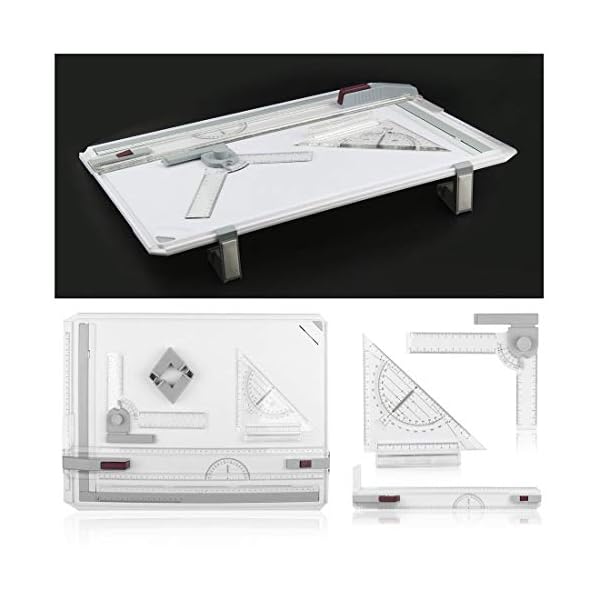Queiting Multi-Function A3 Drawing Board Set Metric Multifunctional Square Drafting Table with Parallel Motion and Adjustable Angle 20" * 14.4" - Image 8