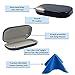 SMALL Clip On sunglasses case thin slim hard shell protective case for small Sun Clips glasses Men & Women (AS510 Navy Blue)
