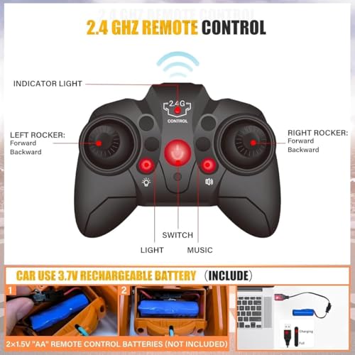 Image of SUPER TOY Remote Control Car All-Terrain 360 Rotate Dual Sided Rock Crawler Climbing Vehicle 4x4 Double Sided 4WD Off-Road Rechargeable Booster Spray for Kids & Adult Drift Stunt RC Car