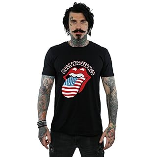 Absolute Cult Rolling Stones Homme American Flag T-Shirt - Les Beatles, Paul McCartney, John Lennon, RIngo Starr, George Harrison