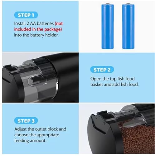 Automatic Fish Food Dispenser with LCD Display and Timer, 100ml 12/24/48 Hours Fish Food Dispenser for Aquarium, Turtle, Pitta and Koi