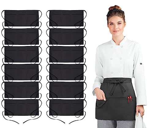 Avalon Kitchen Black server aprons with pockets Black waitress aprons with pockets half apron with pocket serving apron