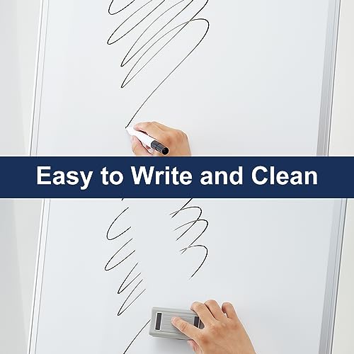 TSJ OFFICE Mobile Whiteboard Standing - 36 X 24 Inches Magnetic Dry Erase Easel, Height Adjustable Rolling White Board on Wheels with Flip Chart Hooks, White by TSJ OFFICE - Image 3