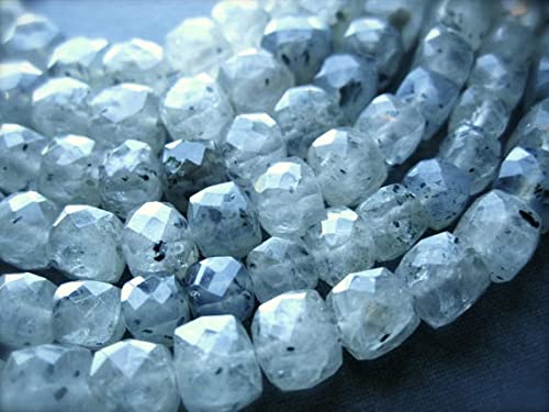 Quartz tourmaline perle cube facettée 6mm fil pour création bijou