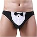 Mens Thongs Sexy Tuxedo Bow Knot Briefs Underpants Stretch Thong Breathable Funny Exotic Underwear Costumes (Black,Large)