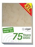SIGEL T1081 Hochwertiges Marmor-Papier A4 beige (250 Blatt, 90 g) beidseitig marmoriert, Briefpapier, Speisekarte