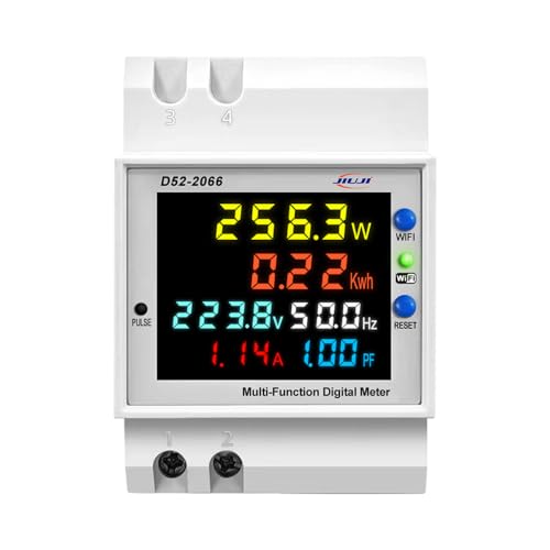Irfora Contatore di corrente intelligente WiFi Home con display digitale, contatore di tensione e corrente DIN con funzione di interruzione di corrente