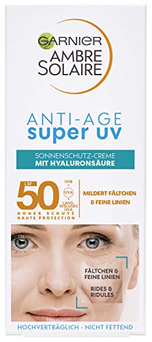 Garnier Anti-aging zonnecrème met SPF 50, zonnecrème met hyaluronzuur en vitamine B tegen rimpels en droogheid, ambre solaire, 1 x 50 ml - Afbeelding 3