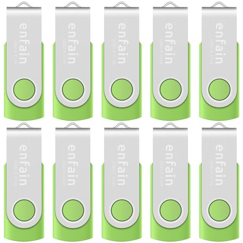 Image of 10 X Enfain 16GB USB Flash Drive 2.0 Memory Zip Pen Disk Green, Ideal for Tradeshows, Branded Giveaways, and Other Event-Related Marketing Strategies