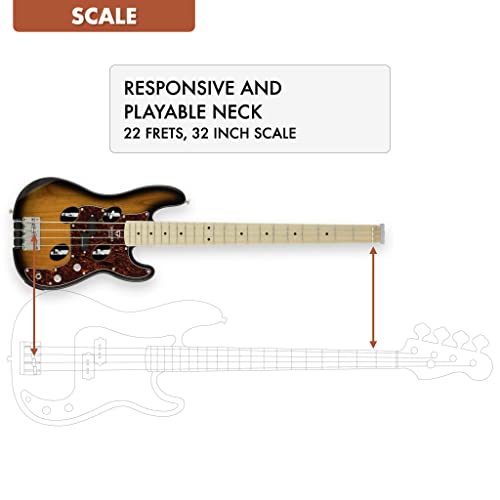 Traveler Guitar, 4-String Bass Guitar, Right, Sunburst (Tb4P Sb Mp) #TOP3