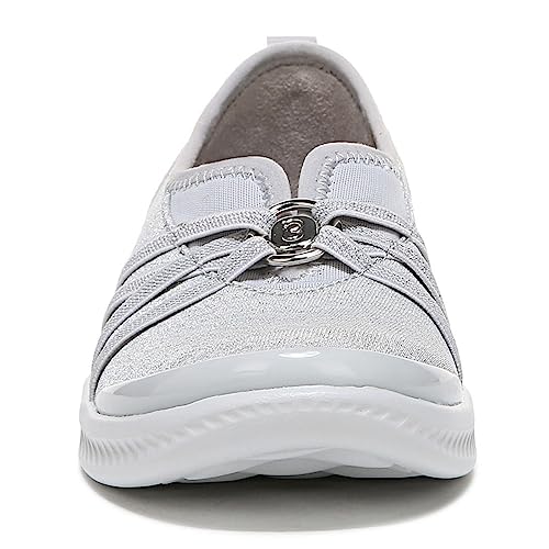 LifeStride BZees Womens Niche Slip-On Comfort Ballet Flat, Silver Glint, 9 Wide US4