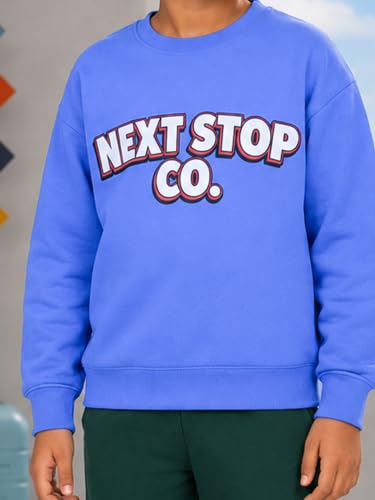 Image of KiddoPanti Boys Solid Round Neck Full Sleeve Fleece Sweatshirt | 60% Cotton 40% Polyester | Soft Warm Winter Pullover | Ribbed Cuffs & Hem | Casual Winter Sweatshirt for Kids